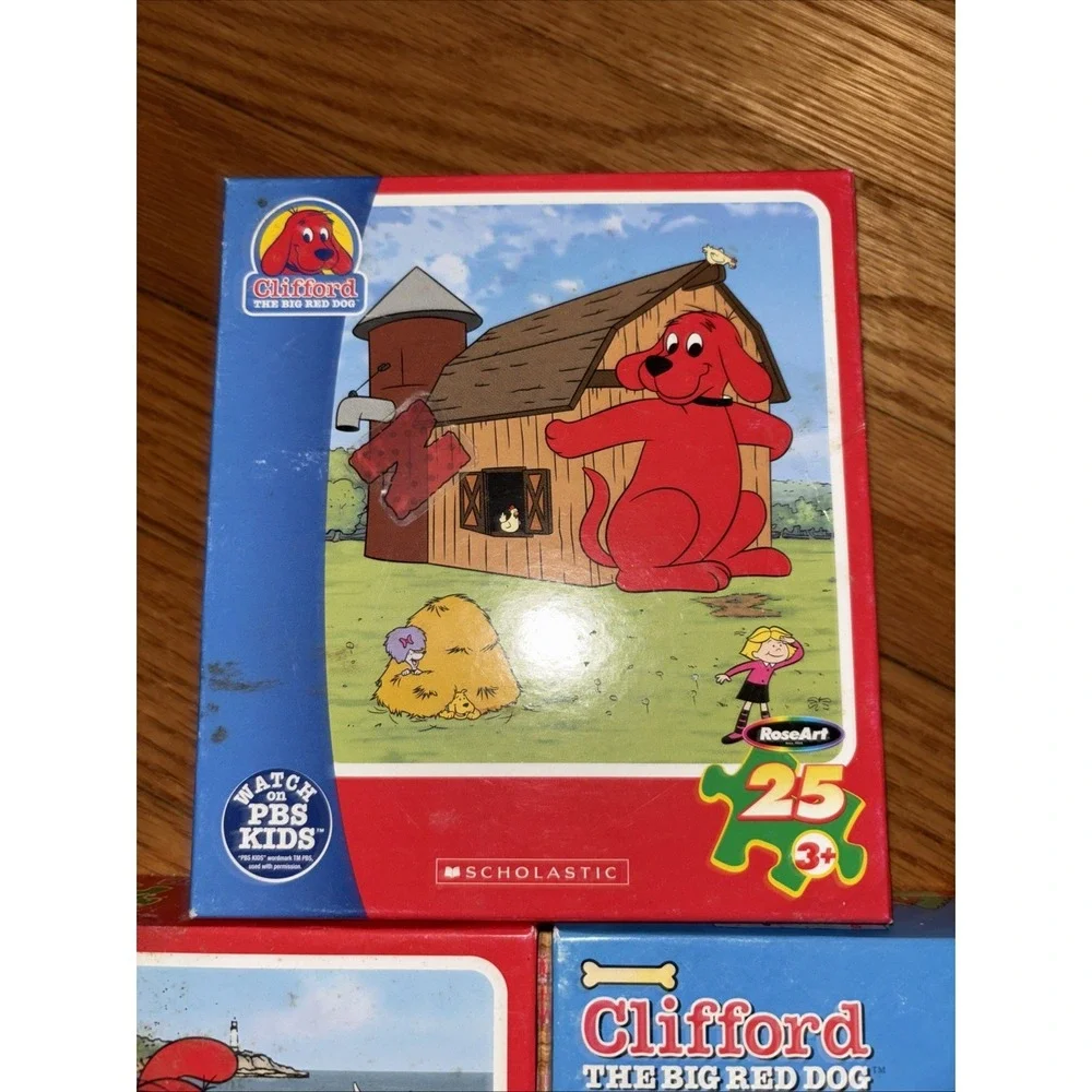Clifford the Big Red Dog 3 Puzzles 25 Piece Complete‎ Counted Excellent Vtg 2006